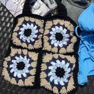 Handmade evil eye tote bag